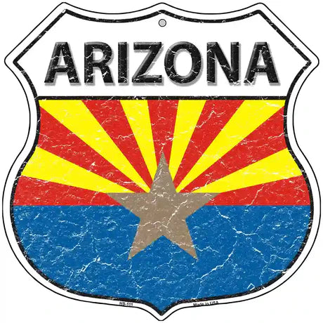 Arizona Flag Highway Shield Metal Sign