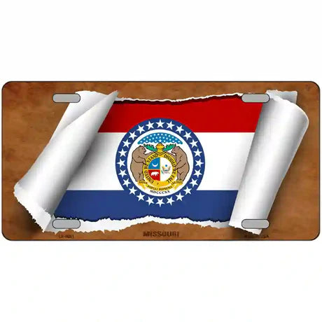 Missouri Flag Scroll Metal Sign
