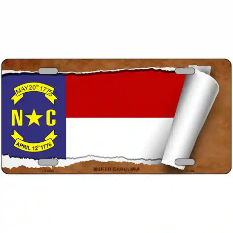 North Carolina Flag Scroll Metal Sign