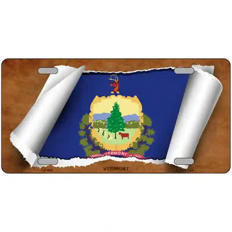 Vermont Flag Scroll Metal Sign