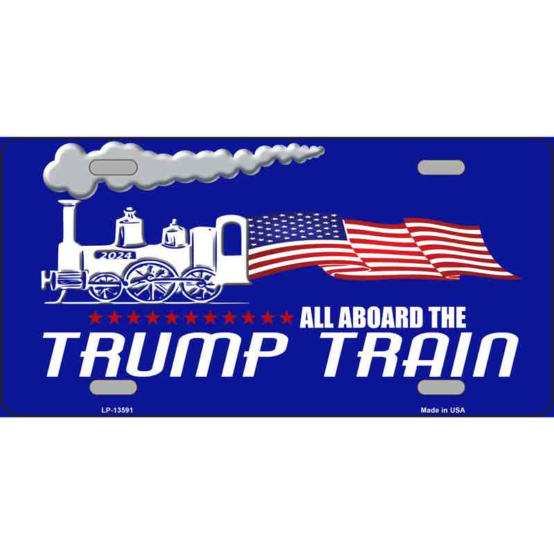 All Aboard the Trump Train License Plate Metal Sign