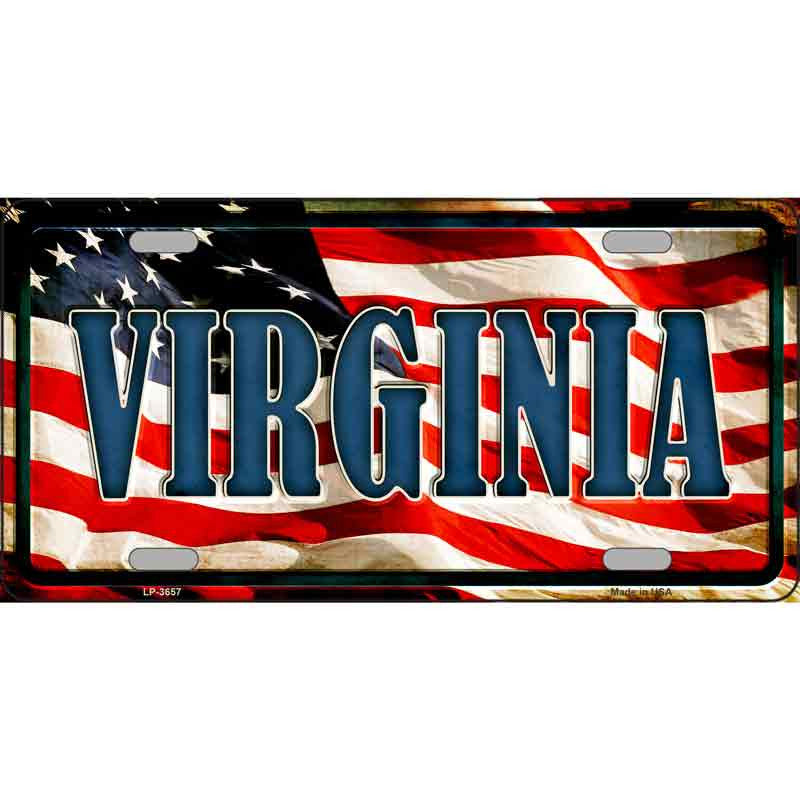 Virginia American Flag Metal Sign