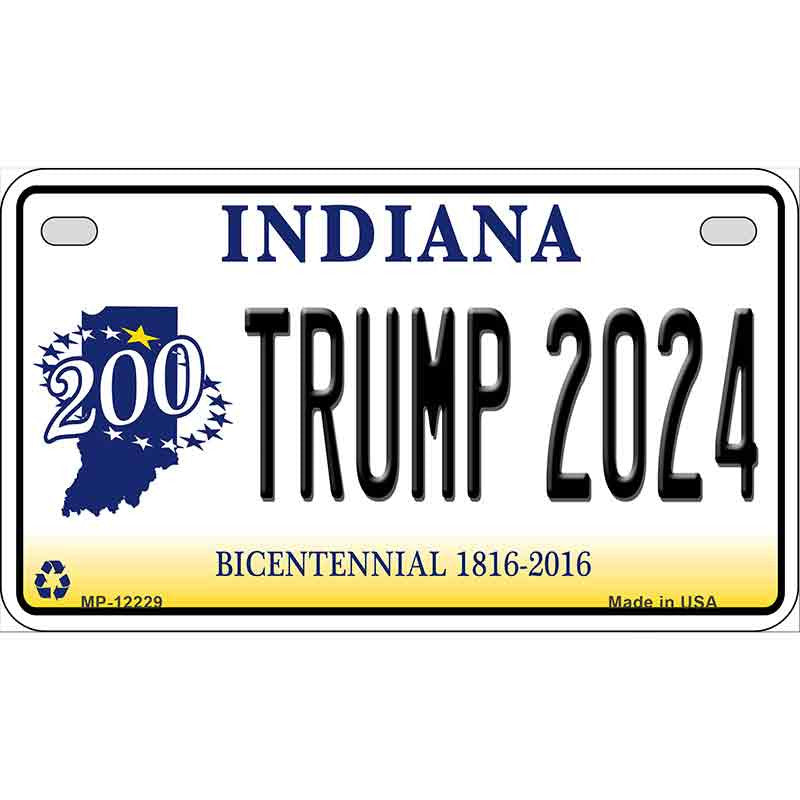 Trump 2024 Indiana Bicentennial Motorcycle Golf Cart Metal Sign