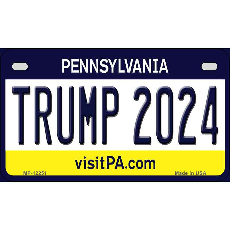 Trump 2024 Pennsylvania Motorcycle Golf Cart Metal Sign