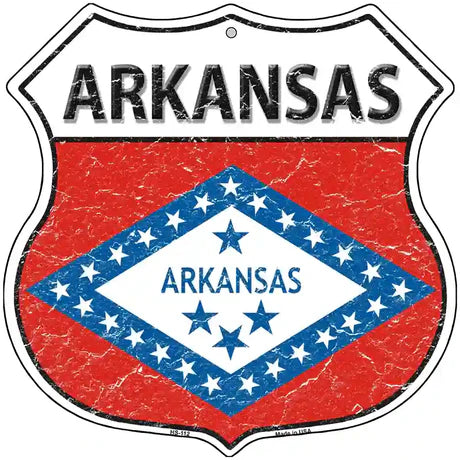 Arkansas Flag Highway Shield Metal Sign