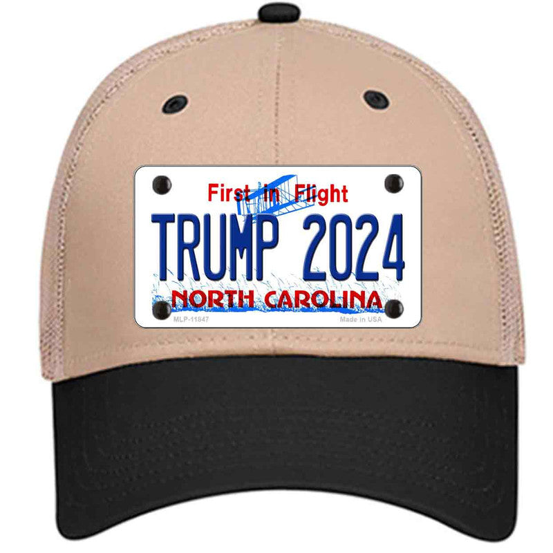 Trump 2024 North Carolina Khaki Trucker Mesh Cap