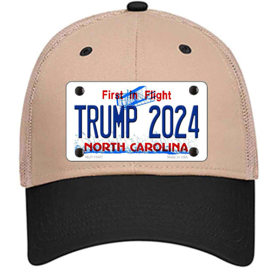 Trump 2024 North Carolina Khaki Trucker Mesh Cap