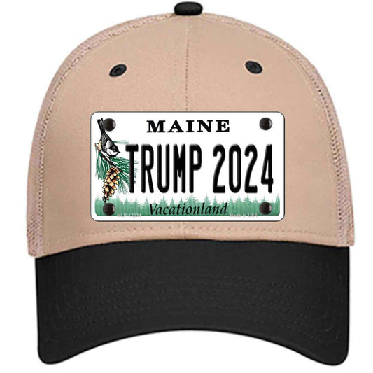 Trump 2024 Maine Khaki Trucker Mesh Cap