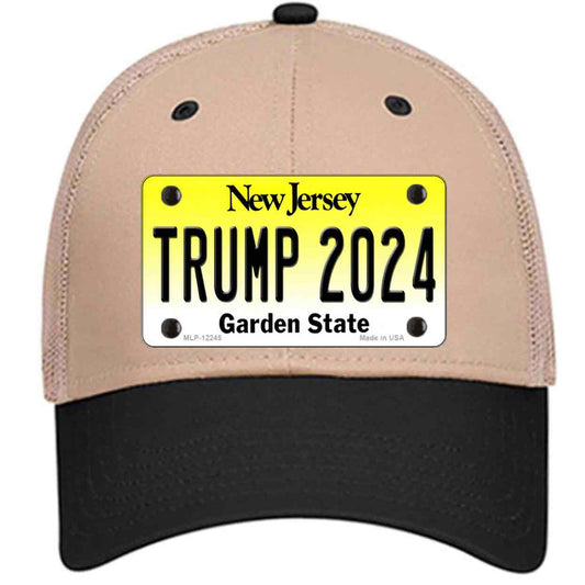 Trump 2024 New Jersey Khaki Trucker Mesh Cap