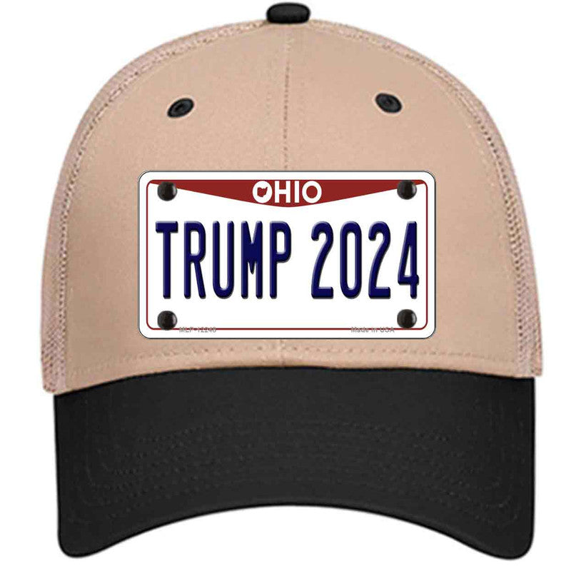 Trump 2024 Ohio Khaki Trucker Mesh Cap