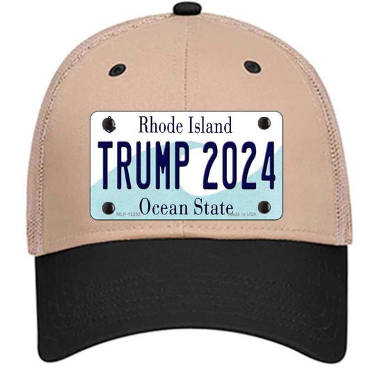 Trump 2024 Rhode Island Khaki Trucker Mesh Cap