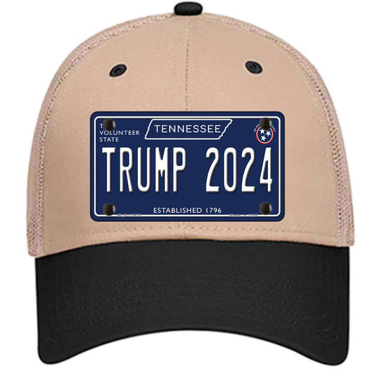 Trump 2024 Tennessee Blue Khaki Trucker Mesh Cap