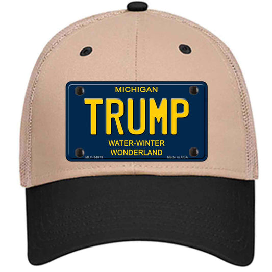 Trump Michigan Blue Khaki Trucker Mesh Cap