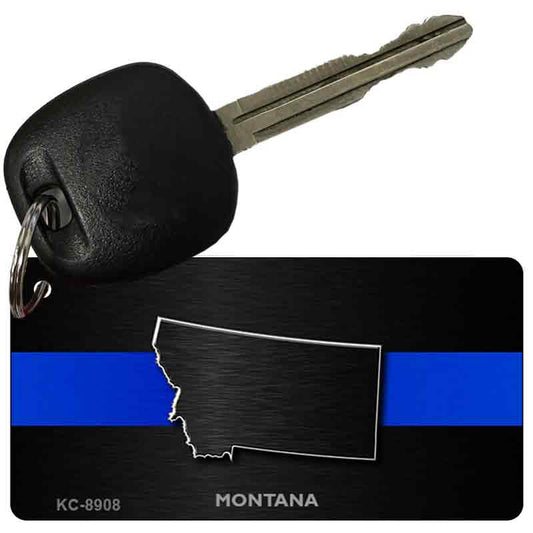 Thin Blue Line Montana Police Key Chain