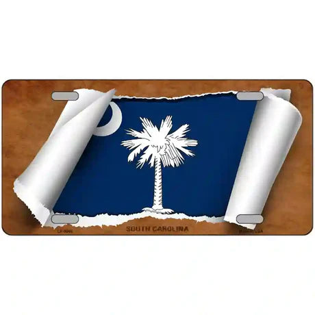 South Carolina Flag Scroll Metal Sign