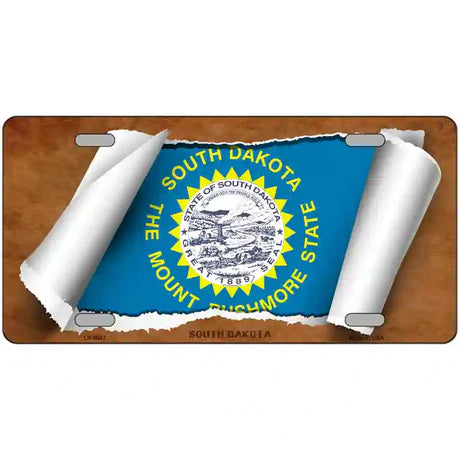 South Dakota Flag Scroll Metal Sign