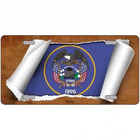 Utah Flag Scroll Metal Sign