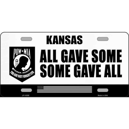 All Gave Some Some Gave All Kansas POW MIA Metal Sign