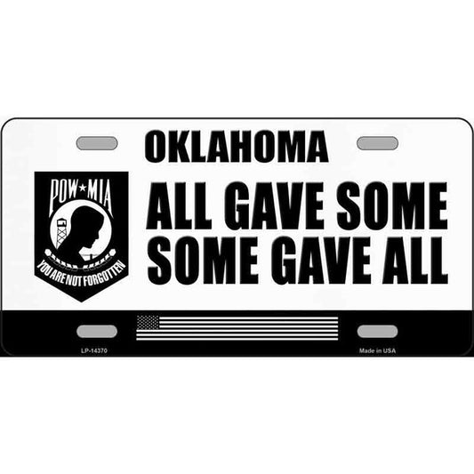 All Gave Some Some Gave All Oklahoma POW MIA Metal Sign