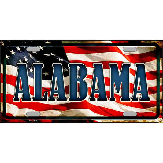 Alabama American Flag Metal Sign