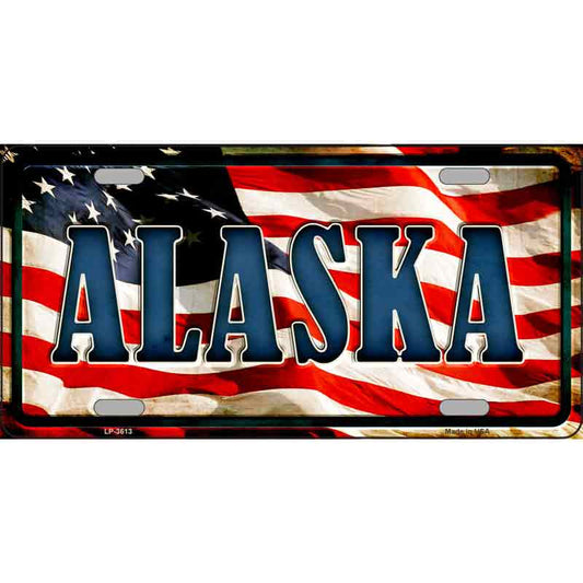 Alaska American Flag Metal Sign