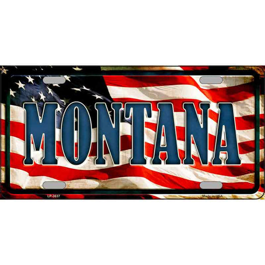 Montana American Flag Metal Sign