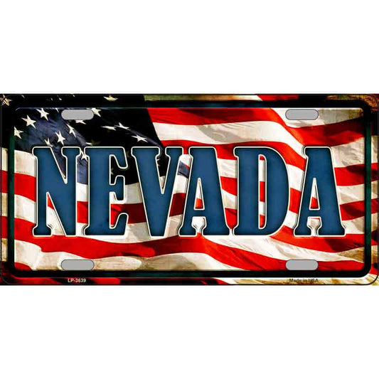 Nevada American Flag Metal Sign