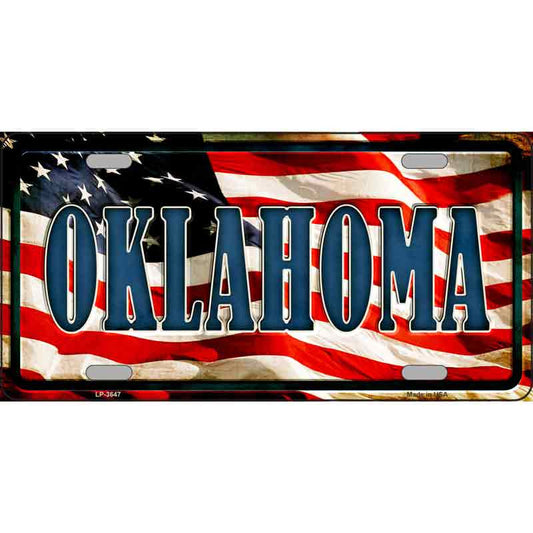 Oklahoma American Flag Metal Sign