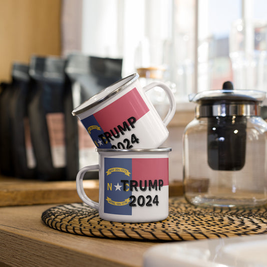 Trump 2024 North Carolina Flag Enamel Mug