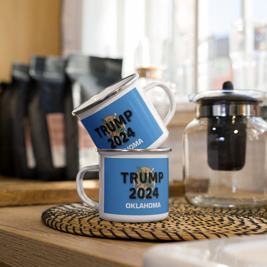 Trump 2024 Oklahoma Flag Enamel Mug