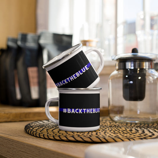 #BackTheBlue Thin Blue Line Police Enamel Mug