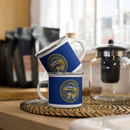 Nebraska Flag Enamel Mug