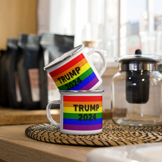 Trump 2024 Rainbow Flag Enamel Mug