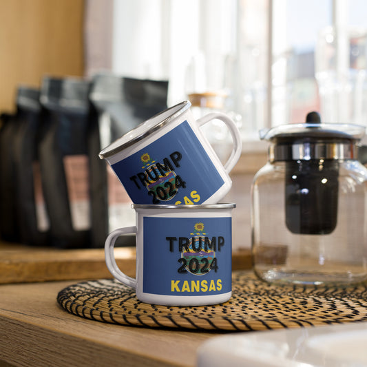 Trump 2024 Kansas Flag Enamel Mug