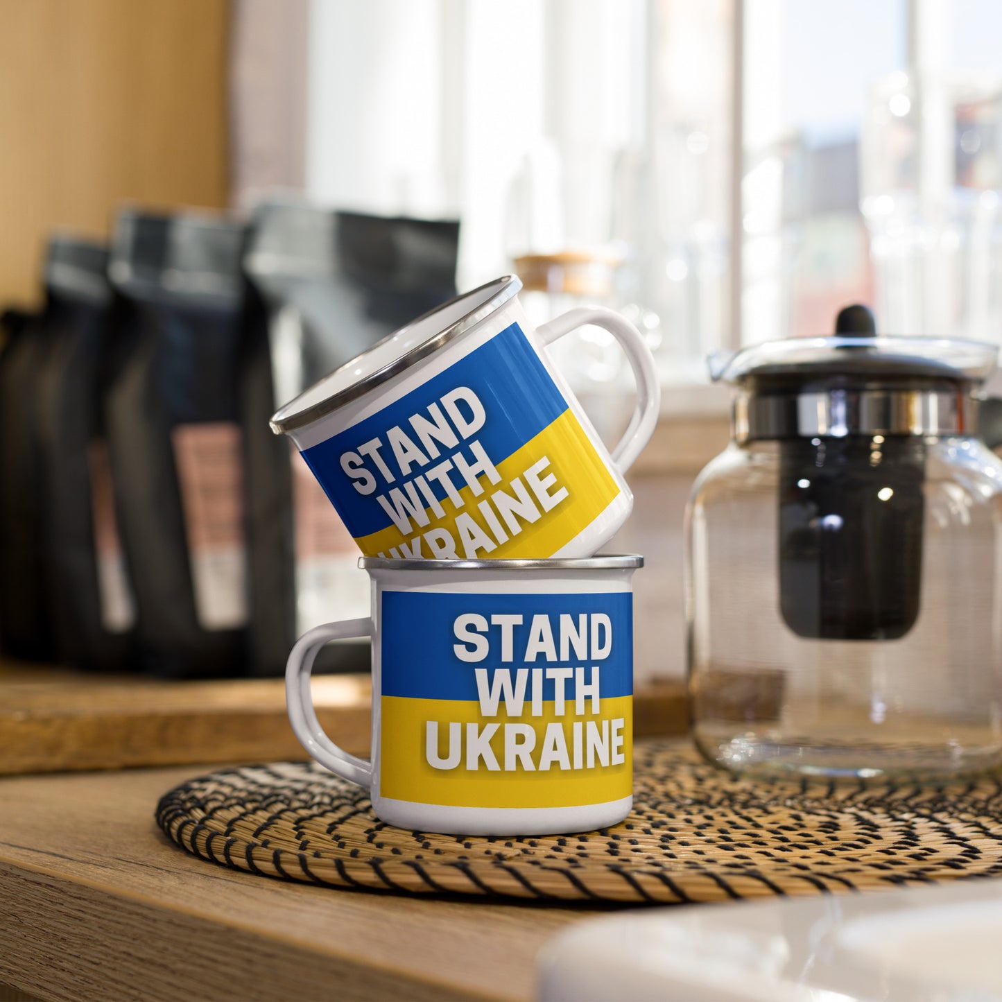 Stand With Ukraine Enamel Mug