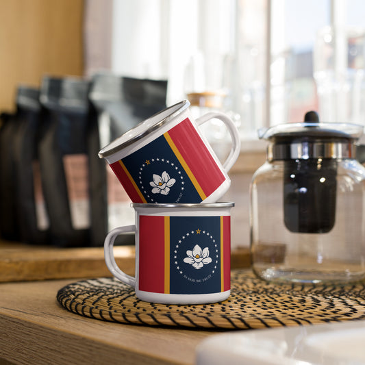 Mississippi Magnolia Flag Enamel Mug