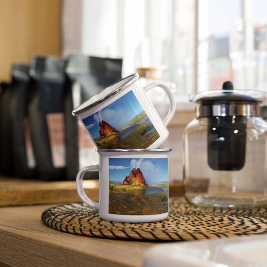 Fly Ranch Geyser Nevada Enamel Mug